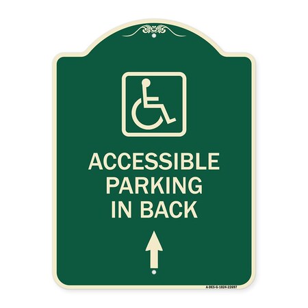 Signmission W/ NY Approved Isa Accessible Parking on Up Arrow Heavy-Gauge Aluminum Sign, 24" x 18", G-1824-22697 A-DES-G-1824-22697
